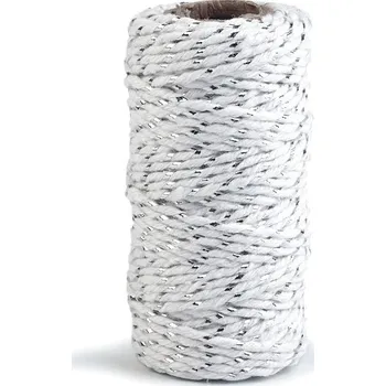 Stuha Bavlněná šňůra / provázek Ø1,5 mm s lurexem, vánoční Varianta: 1 bílá stříbrná, Balení: 1 ks