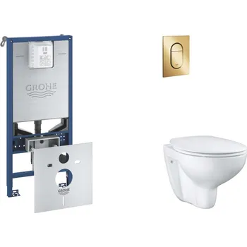 Klozet GROHE - Rapid SLX Set předstěnové instalace, klozetu, sedátka SoftClose a tlačítka Arena Cosmopolitan S, Cool Sunrise SANI11BB4105