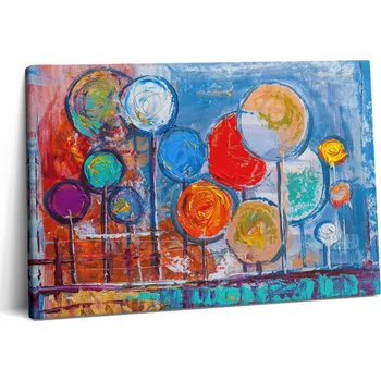 Obraz Obraz na plátně s dřevěným rámem do předsíně - Abstrakce Kruhy 60x40 cm