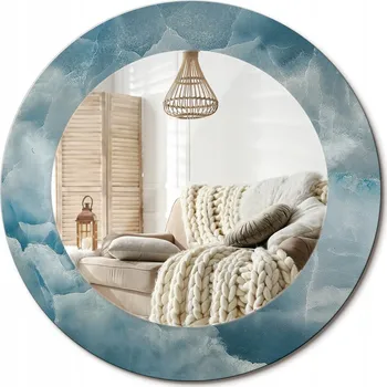 Zrcadlo Zrcadlo nástěnné s ozdobným rámem Modrý mramor onyxový průměr 50 cm