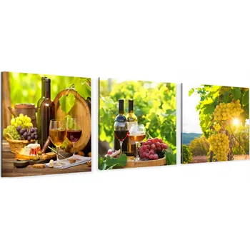 Obraz OBRAZY TRIPTYCH DO KUCHYNĚ JÍDELNY na zeď VÍNO VINICE HROZNŮ