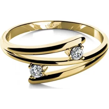 Prsten Couple, Zajímavý prsten Eveline, žluté zlato a zirkony, vel. 57, prům. 18.1 mm, 585-68-1-0655.0Z00.0.57.001