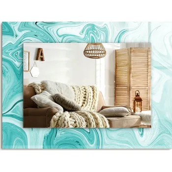 Zrcadlo Dekorativní závěsné zrcadlo s potiskem Abstraktní mramorový vzor 80x60 cm