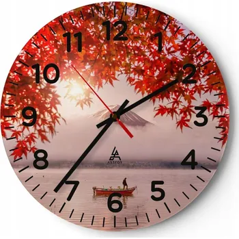 Hodiny Nástěnné hodiny do obýváku 40x40 Krajina Kulatý Skleněné hodiny Loft Tiché