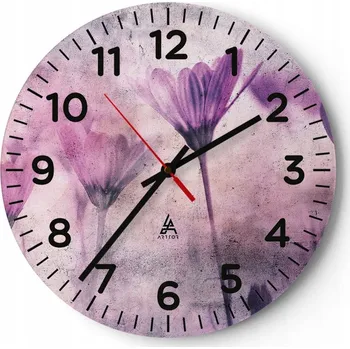 Hodiny Nástěnné hodiny do obýváku 40x40 Květiny Kulatý Skleněné hodiny Loft Tiché
