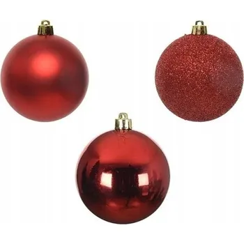 Vánoční dekorace Vánoční Baňky plastové červené hotová sada 6cm na vánoční stromeček 10 kusů