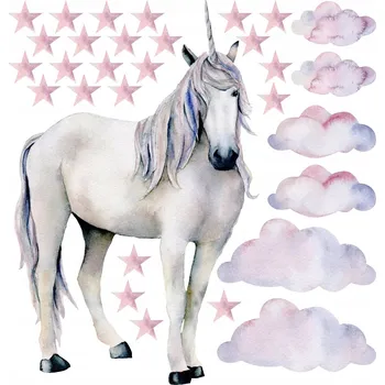 Obraz Nálepky na zeď JEDNOROŽEC HVĚZDIČKY 100x100cm