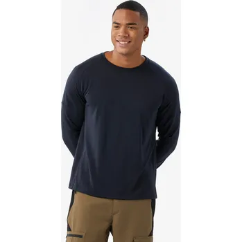 Dámská mikina FORCLAZ Pánské turistické merino tričko s dlouhým rukávem Resist M MODRÁ|ČERNÁ