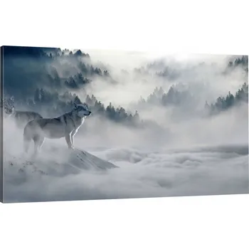 Obraz OBRAZ NA PLÁTNĚ do ložnice vlk les mlha 120x80