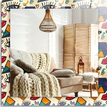 Zrcadlo Zrcadlo s potiskem do koupelny ložnice obývacího pokoje Oči ústa tvary 60x60 cm