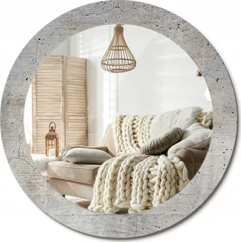 Zrcadlo Zrcadlo s potiskem do koupelny do předsíně Šedý beton Průměr 70 cm