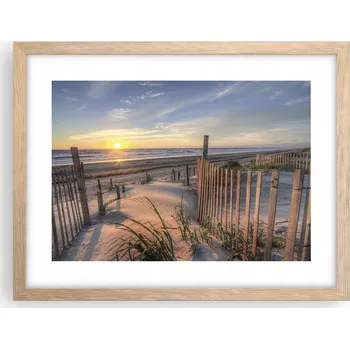 Obraz Obraz plakát v rámu světlý dub do obýváku 40x30 slunce výhled foto na zeď