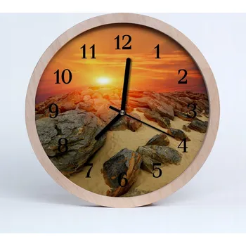 Hodiny Dřevěné nástěnné hodiny Tiché Západ slunce Příroda