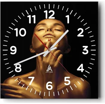 Hodiny Kuchyňské nástěnné hodiny 30x30 Žena Skleněné hodiny do obýváku Moderní Tiché