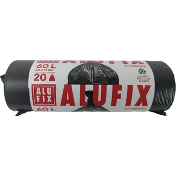 Pytle na odpadky Alufix Sáčky do odpadkového koše černé, 10 µ, 60 llitrů, 64 x71 cm, 20 kusů