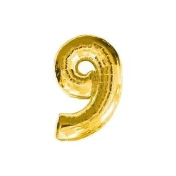 Balónek Fóliový balónek číslice 9, 100 cm, zlatý