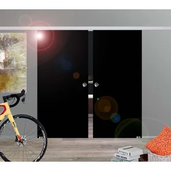 Interiérové dveře Amod Black černé skleněné posuvné dveře dvoukřídlé 2x 90 cm