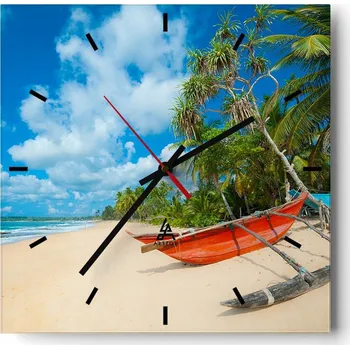 Hodiny Velké nástěnné hodiny 40x40 Krajina Skleněné hodiny Tiché