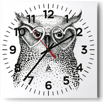 Hodiny Nástěnné hodiny do obýváku 40x40cm Sova Tiché Skleněné hodiny Stylové Bez hlučnosti