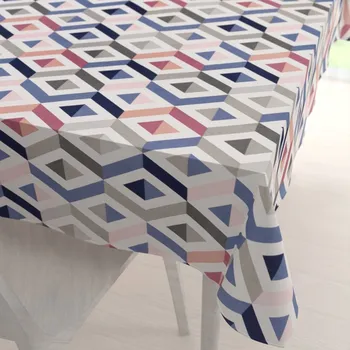 ubrus Bavlněný obdélníkový ubrus Sandra SA-573 Modro-růžovo-šedé kosočtverce 50x100 cm