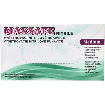 Vyšetřovací rukavice Rukavice MaxSafe nitrilové bez pudru M, mentolová barva, 100ks