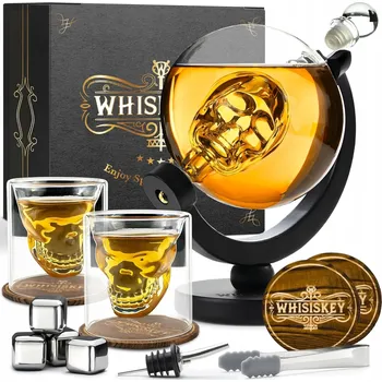Sklenice SADA 2 SKLENICE + KARAFA NA WHISKY WHISKEY SKVĚLÝ DÁREK PRO MUŽE