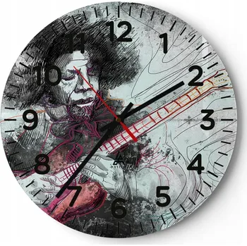 Hodiny Velké nástěnné hodiny 40x40 Hudba Skleněné hodiny Kulatý Tiché