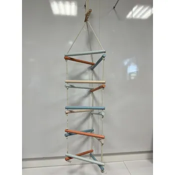 Hra na zahradu Montessori Furniture Provazový žebřík 3stranný 280 cm INDOOR Pastel