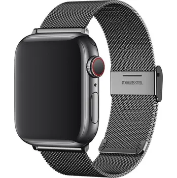 Řemínek na hodinky AW MILÁNSKÝ TAH SE ZAPÍNÁNÍM pro Apple Watch - Černý Šířka uchycení řemínku: 44/45/46/49mm, Barva: Černá IR-AWMTH007