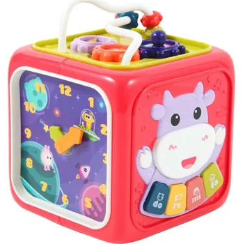 Hračka na kočárek CHIPOLINO Motorická kostka 6v1 Animals Red