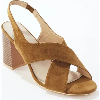 Dámské sandále Sandály s překříženými pásky, na podpatku béžová 38