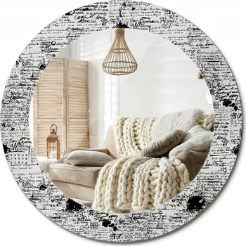 Zrcadlo Moderní dekorativní kulaté zrcadlo na zeď s potiskem Čmáranice průměr 60cm