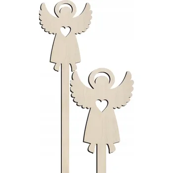 Vánoční ozdoba Dřevěná vánoční ozdoba Anděl – topper na tyčce, sváteční dekorace