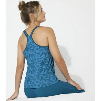 Dámské tričko Top s potiskem rostlinného vzoru petrolejová 46/48