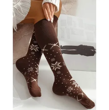 Dámské ponožky DOVOZ EU Dámské froté podkolenky Stars hnědé Velikost: 37/41