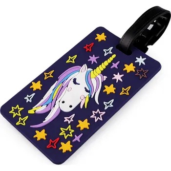 Přívěsek Jmenovka / visačka na kufr sova, jednorožec Varianta: 3 fialová tmavá jednorožec, Balení: 1 ks