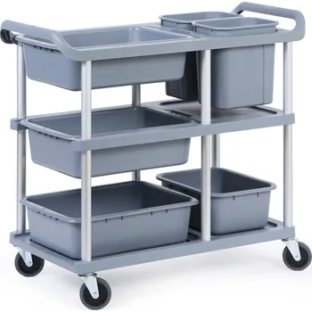 Úklidový vozík B2B Partner Kuchyňský úklidový vozík s plastovými nádobami, 905 x 1020 x 460 mm