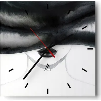 Hodiny Velké nástěnné hodiny na zeď 40x40 Žena Skleněné hodiny Čtvercové Tiché