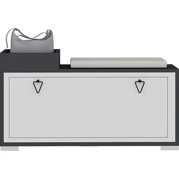 Botník Botník se sedákem RAMPART 90 cm, lamino antracit a matná bílá