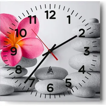 Hodiny Nástěnné hodiny do obýváku 40x40 Květina Tiché hodiny na skle Stylové tiché