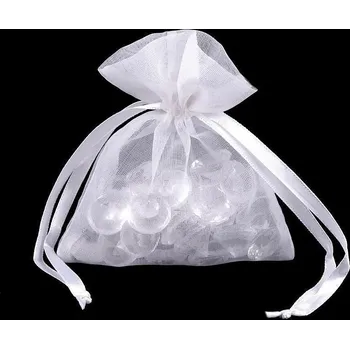 Dárková taška Dárkový pytlík s kovovým leskem 8x10,5 cm organza shine Varianta: 1 bílá, Balení: 10 ks