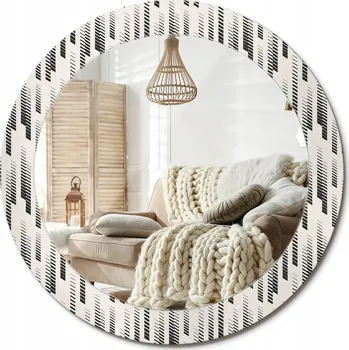 Zrcadlo Kulaté nástěnné dekorativní zrcadlo ve skleněném rámu, průměr 70 cm, Vzor pruhy