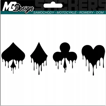 Samolepicí dekorace na vozidlo NÁLEPKA na auto KARTY SYMBOLY 15x5 cm