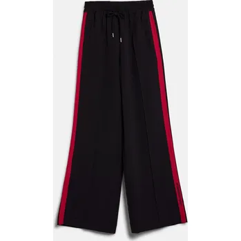 Dámské kalhoty KALHOTY KARL LAGERFELD TAPED WIDE LEG PANTS BLACK
