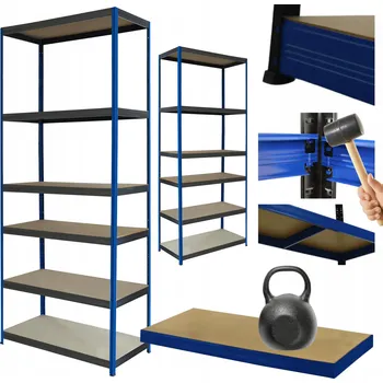 Dílenský regál Kovový regál skladový stojan HELIOS 213x90x30cm 6 polic x 175kg ROBUSTNÍ