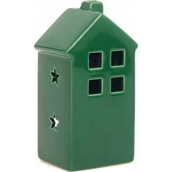 Svícen Dekorativní domeček zelený vánoční na čajovou svíčku (tealight)