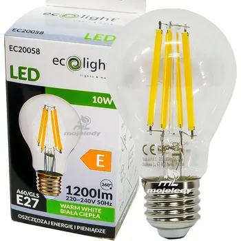 Žárovka LED žárovka FILAMENT E27 10W (odpovídá 75W) 1200Lm teplá bílá WW CLASSIC 3000K = 85W