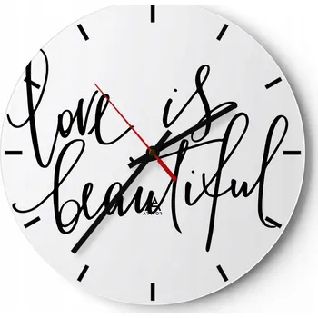 Hodiny Nástěnné hodiny do kuchyně 30x30 Typografie Skleněné hodiny do obýváku Tiché