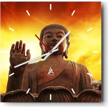 Hodiny Nástěnné hodiny do kuchyně 30x30 Buddha Stylové hodiny na skle Loft Tiché