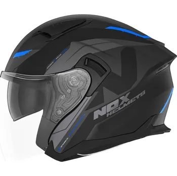 Helma na motorku Otevřená přilba N130 KLINT, NOX (černá matná,modrá) 2024